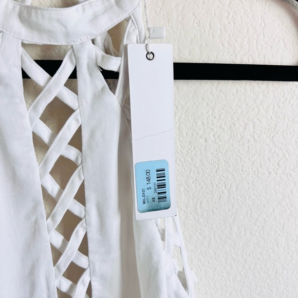 NWT LF Millau Caged Ladder White Drawstring Linen Beach Romper - Picture 4 of 10